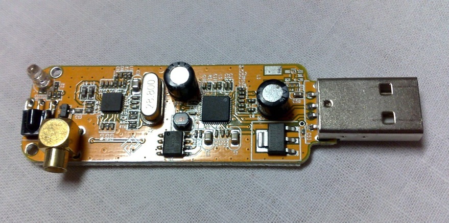 An RTL-SDR USB dongle - the inexpensive software-defined radio used to receive ADS-B signals